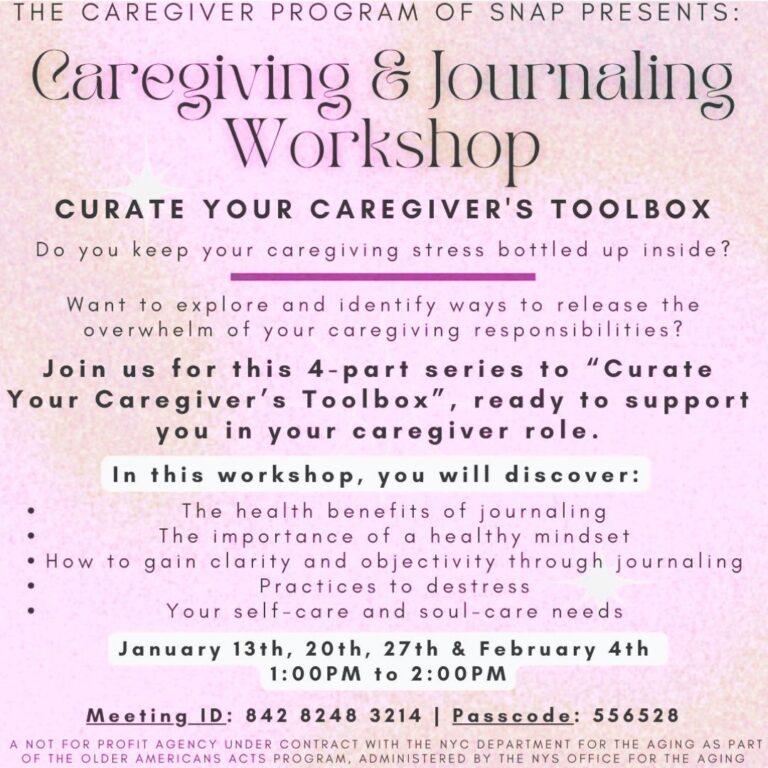 flyer for Curate Your Caregiver's Toolbox workshop Joselyn Smith-Greene